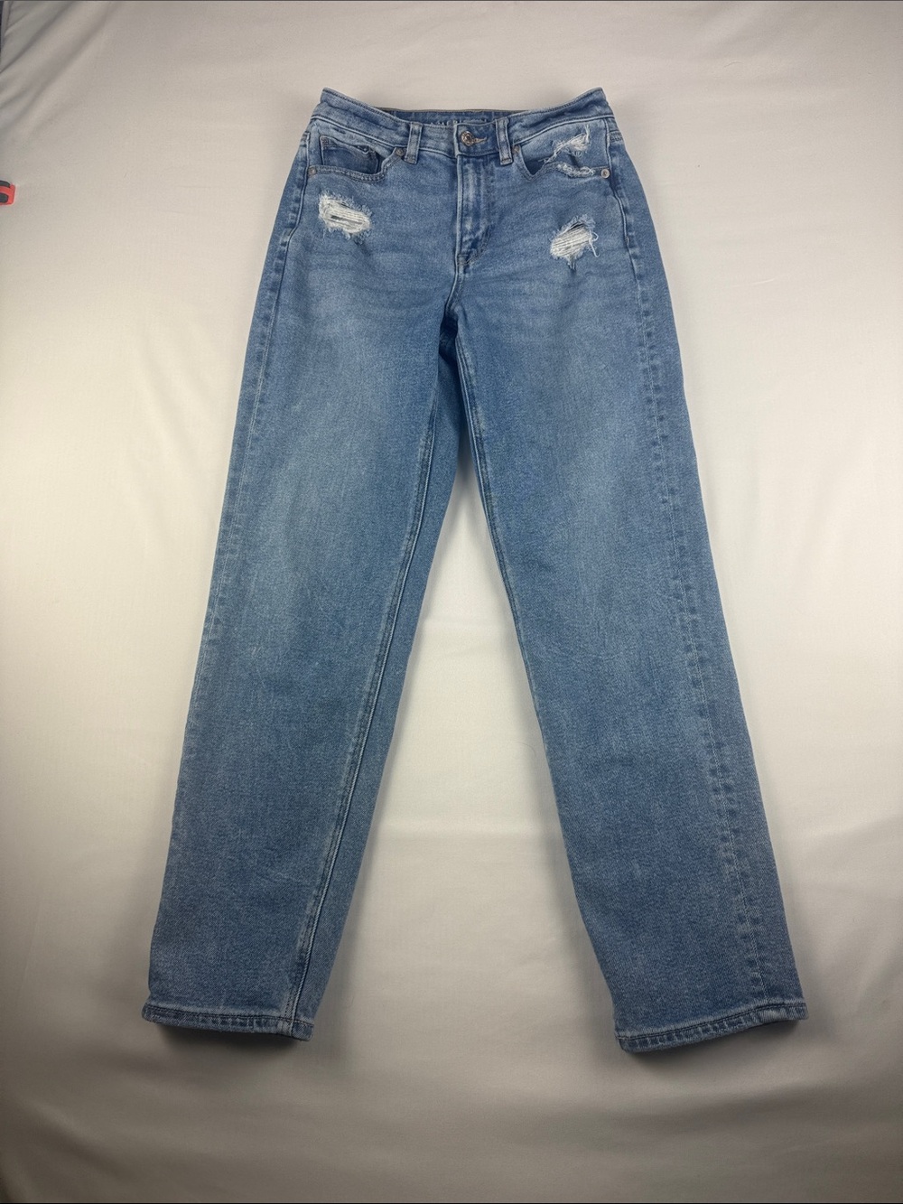 American Eagle Mom Straight Jeans Light Wash Stretch Denim Women's Size 2